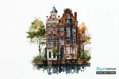 Watercolor Amsterdam Canal House PNG Clipart Product Image 1