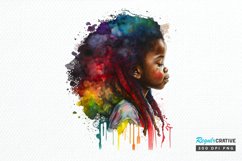 Watercolor African Black Cute Girl Rainbow PNG Clipart Product Image 1