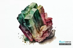 Watercolor Raw Tourmaline Crystal PNG Clipart Product Image 1