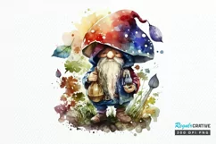 Watercolor Mushrooms Gnome PNG Clipart Product Image 1