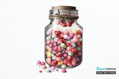 Watercolor Candy in Jar Valentine Day PNG Clipart Product Image 1
