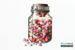Watercolor Candy in Jar Valentine Day PNG Clipart Product Image 1