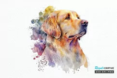 Watercolor Golden Retriever PNG Clipart Product Image 1