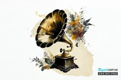 Watercolor Black and Gold Antique PNG Clipart Product Image 1