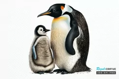 Mom and Baby Penguin PNG Clipart Product Image 1