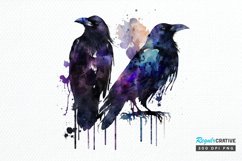 Watercolor Gothic Ravens PNG Clipart Product Image 1