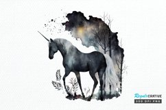 Watercolor Night Unicorn PNG Clipart Product Image 1