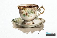 Watercolor Vintage Coffee Cup PNG Clipart Product Image 1
