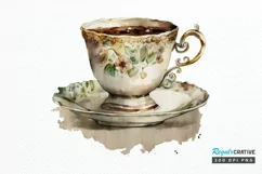 Watercolor Vintage Coffee Cup PNG Clipart Product Image 1