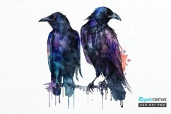 Watercolor Gothic Ravens PNG Clipart Product Image 1