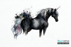 Watercolor Night Unicorn PNG Clipart Product Image 1