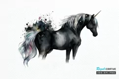 Watercolor Night Unicorn PNG Clipart Product Image 1