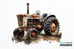Watercolor Old Tractor PNG Clipart Product Image 1