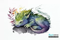 Watercolor Cute Baby Dragon Sleeping PNG Clipart Product Image 1