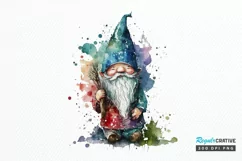Watercolor Christmas Gnome PNG Clipart Product Image 1