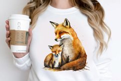 Watercolor Mom and Baby Fox PNG Clipart Product Image 2