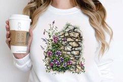 Watercolor Floral Stone Wall PNG Clipart Product Image 2