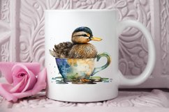 Watercolor Cute Mallard with a Cup PNG Clipart Product Image 2