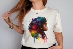 Watercolor African Black Cute Girl Rainbow PNG Clipart Product Image 2