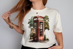 Watercolor Vintage Public Telephone Booth PNG Clipart Product Image 2