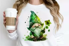 Watercolor St. Patricks Happy Green Gnome PNG Clipart Product Image 2