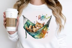 Watercolor Cute Cat in a Hammock PNG Clipart Product Image 2