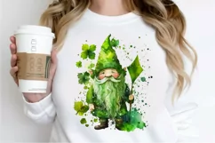 Watercolor St. Patricks Happy Green Gnome PNG Clipart Product Image 2