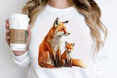 Watercolor Mom and Baby Fox PNG Clipart Product Image 2