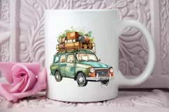 Watercolor Travel Car PNG Clipart Product Image 2