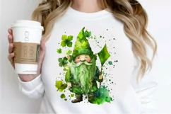 Watercolor St. Patricks Happy Green Gnome PNG Clipart Product Image 2