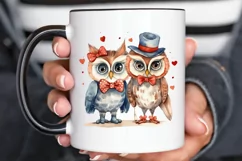 Watercolor Cute Couple Owl PNG Clipart Product Image 2