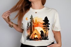 Watercolor Bear Camping at Sunset PNG Clipart Product Image 2