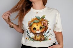 Watercolor Cute Baby Lion Kawaii Cartoon PNG Clipart Product Image 2