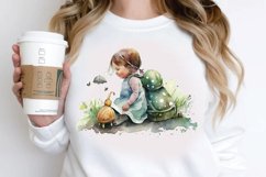Watercolor Little Girl and Snails PNG Clipart Product Image 2