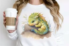 Watercolor Cute Baby Dragon Sleeping PNG Clipart Product Image 2