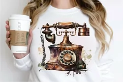 Watercolor Antique Telephone PNG Clipart Product Image 2