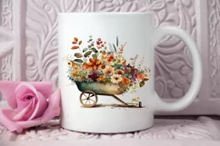 Watercolor Floral Wheelbarrows PNG Clipart Product Image 2