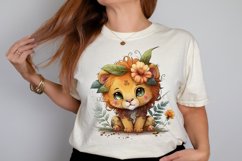 Watercolor Cute Baby Lion Kawaii Cartoon PNG Clipart Product Image 2