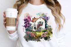Watercolor House in Flower Garden PNG Clipart Product Image 2