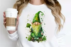 Watercolor St. Patricks Happy Green Gnome PNG Clipart Product Image 2