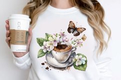 Watercolor Spring Coffee Butterfly PNG Clipart Product Image 2