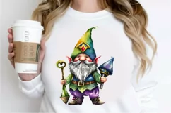 Watercolor Cute Gnome Mardi Gras PNG Clipart Product Image 2
