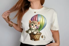 Watercolor Cute Kitten with Air Balloon PNG Clipart Product Image 2