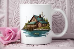 Watercolor Fishing Lodge PNG Clipart Product Image 2