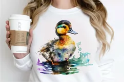 Watercolor Cute Colorful Duck PNG Clipart Product Image 2