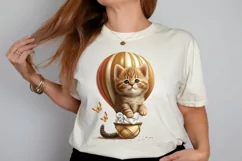 Watercolor Cute Kitten with Air Balloon PNG Clipart Product Image 2