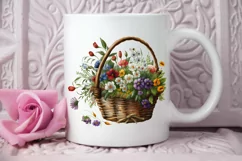 Basket of Wildflowers PNG Clipart Product Image 2