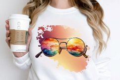 Watercolor Vintage Sunglasses Sunset PNG Clipart Product Image 2