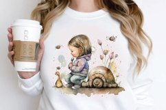 Watercolor Little Girl and Snails PNG Clipart Product Image 2