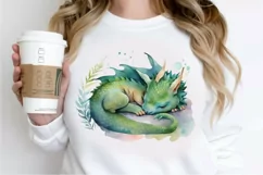 Watercolor Cute Baby Dragon Sleeping PNG Clipart Product Image 2